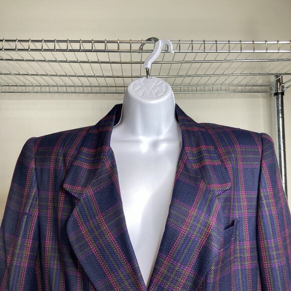 Vintage Stirling Cooper Women's Purple Plaid Jacket Size 12 Retro 80’s‎ Vibes - Picture 8 of 13
